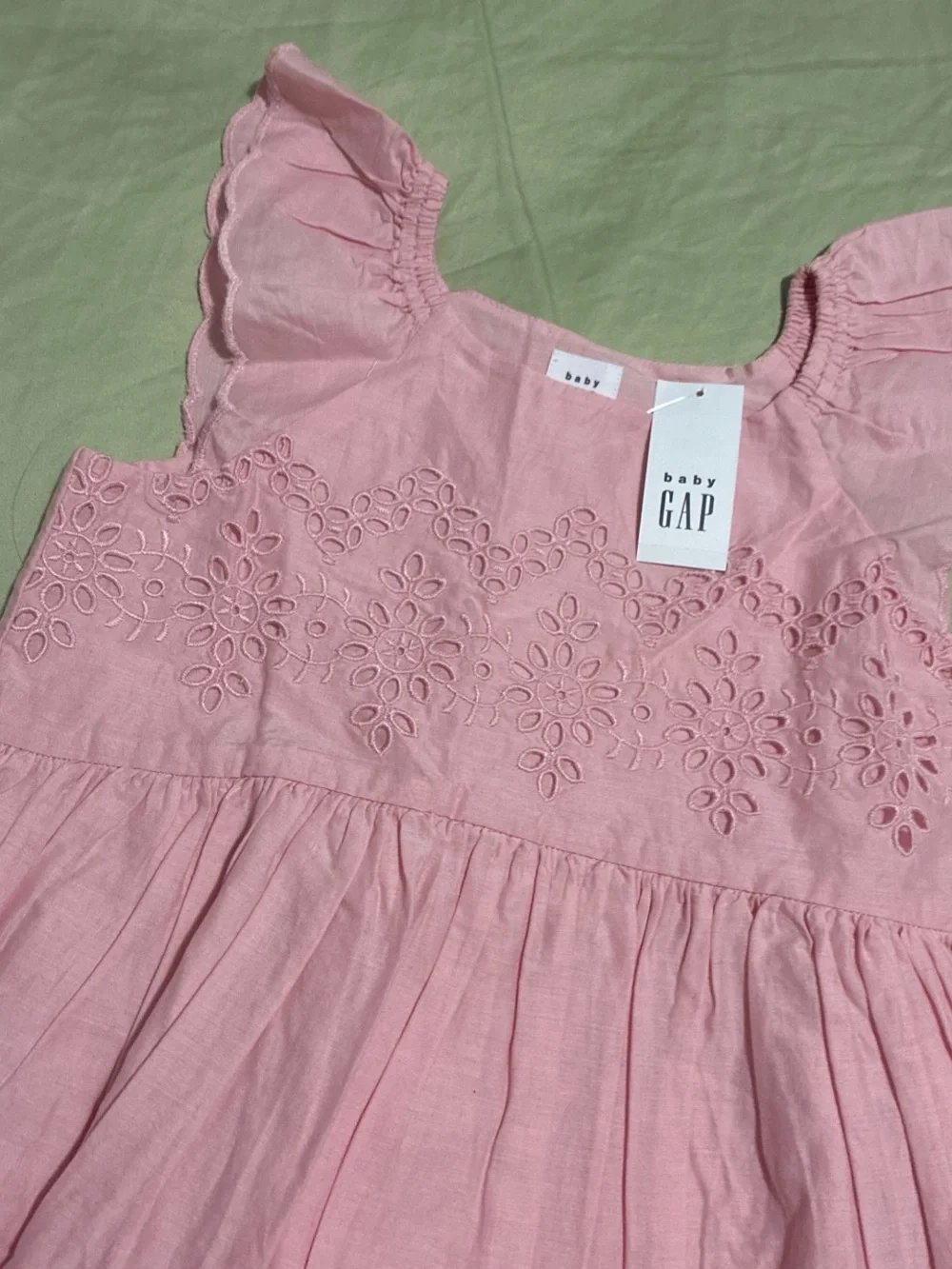 Brand New GAP Pink Eyelet Sundress with Flutter Sleeves
